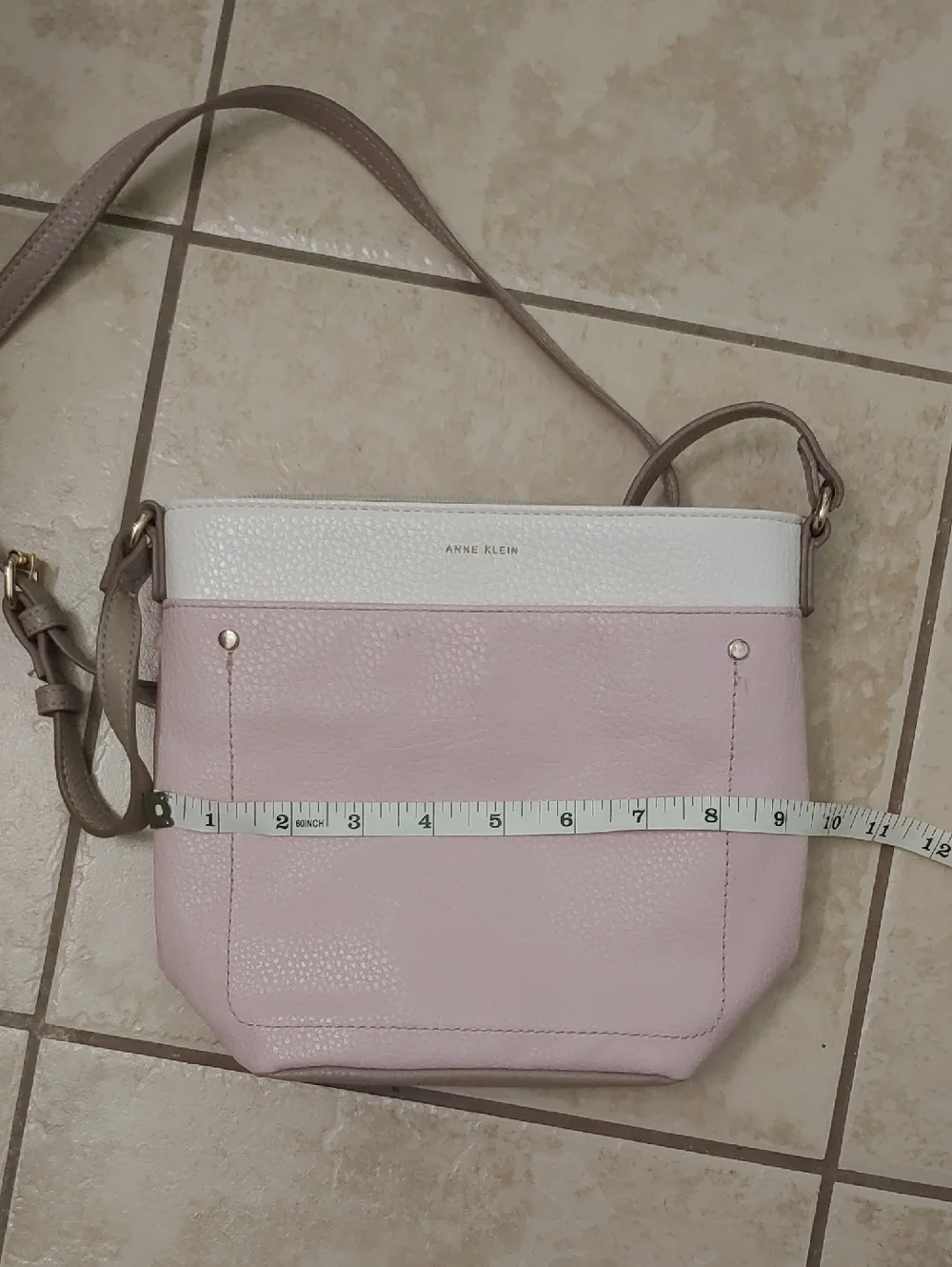 Anne Klein Crossbody Pastel Pink and White Travel Purse